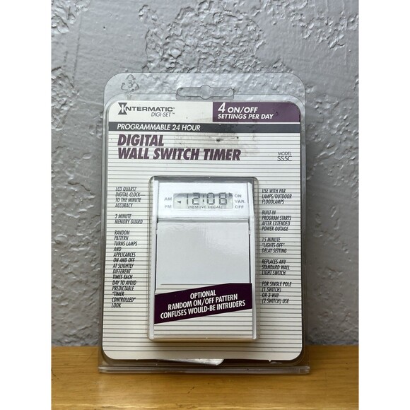 Intermatic Programmable 24 Hour Digital Wall Switch Timer Model SS5C - Picture 1 of 6